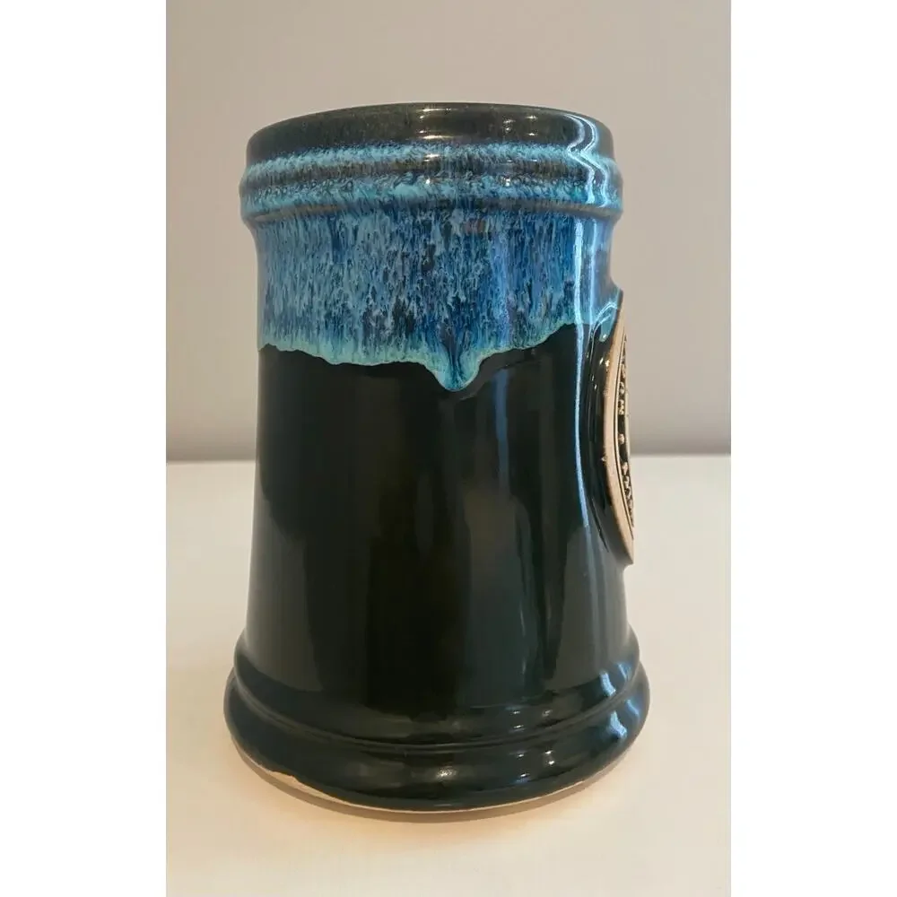 Iron Hill Brewery 2007 Mug Club Member Stein Drip Glaze Pottery Dark Green/ Blue - Picture 3 of 9